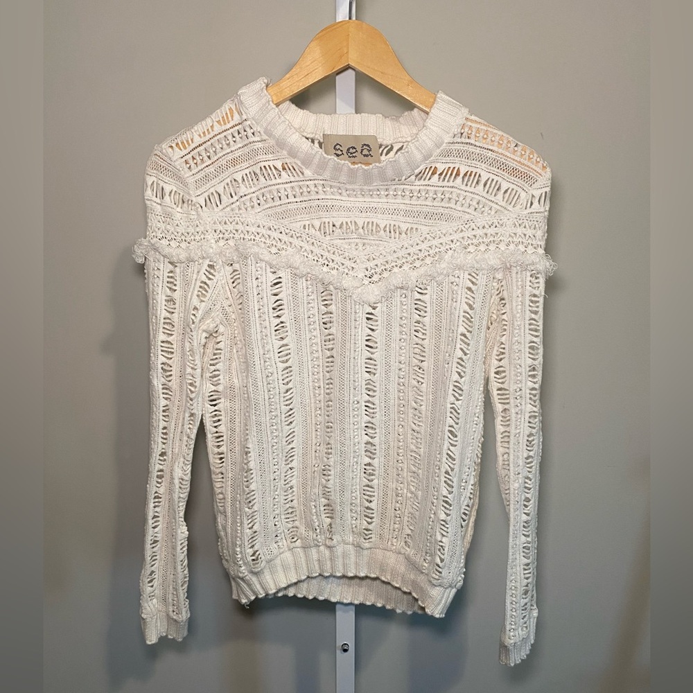 Sea New York - White Designer Knit Top XS